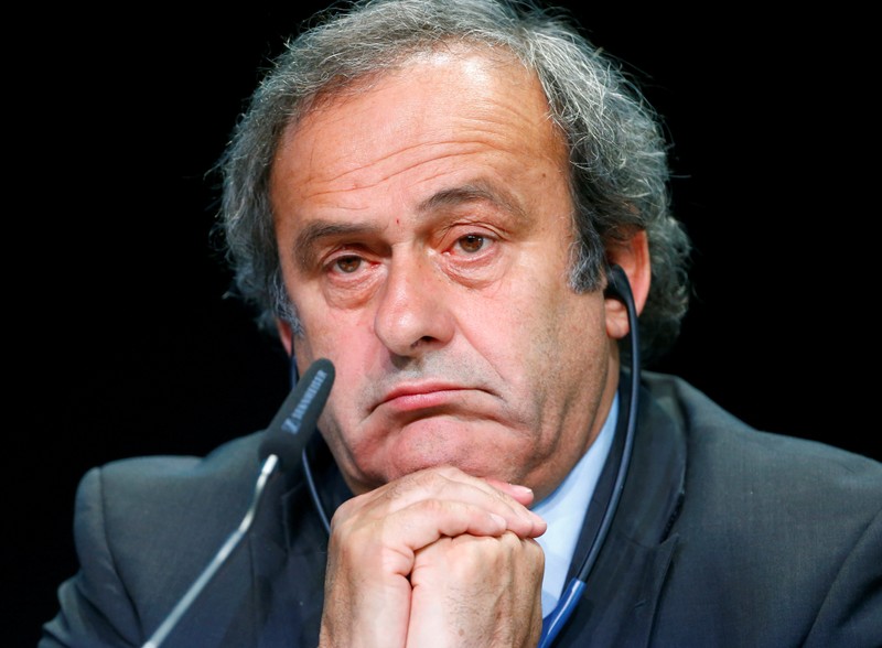 FILE PHOTO: UEFA President Platini addresses a news conference after a UEFA meeting in Zurich