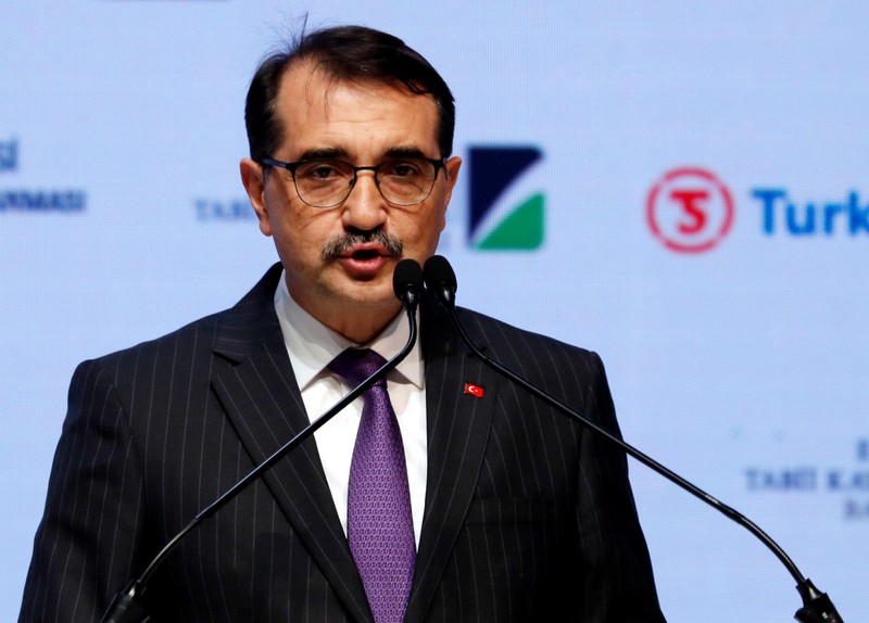 FILE PHOTO - Turkish Minister of Energy Fatih Donmez speaks during a ceremony to mark the completion of the sea part of the TurkStream gas pipeline, in Istanbul