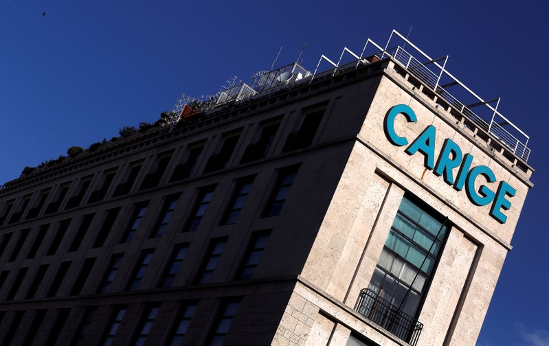 FILE PHOTO: The Carige bank logo is seen in Rome