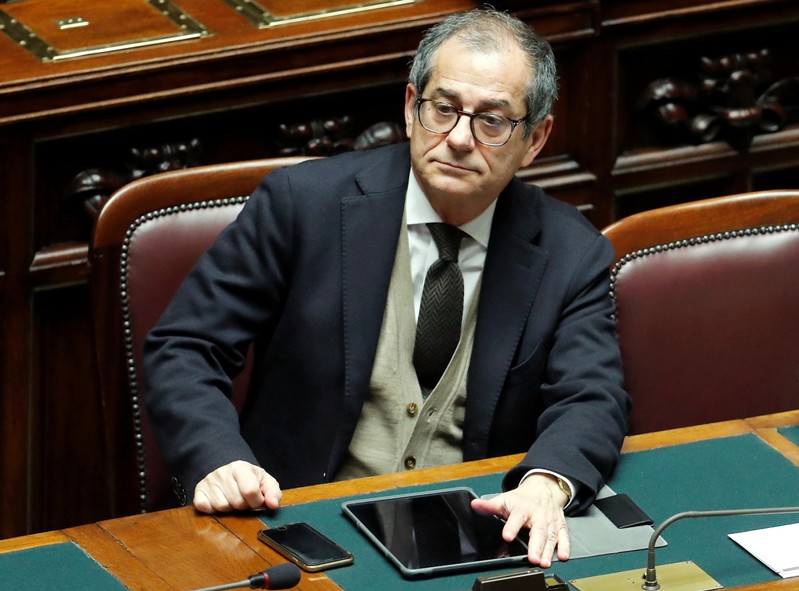 Italian Economy Minister Giovanni Tria attends a final vote on Italy's 2019 budget law at the Lower House of the Parliament in Rome