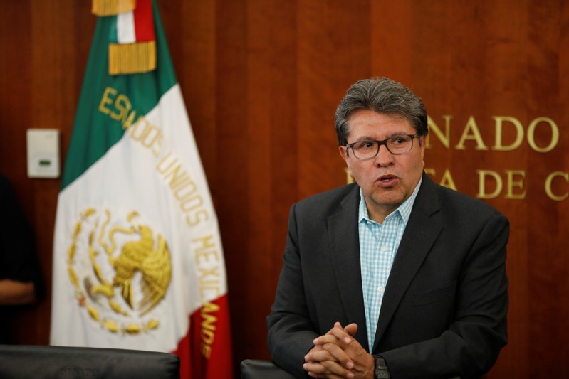 FILE PHOTO: Mexico's Senator Ricardo Monreal speaks during the delivery of the United States-Mexico-Canada Agreement (USMCA) deal, at the Senate building in Mexico City