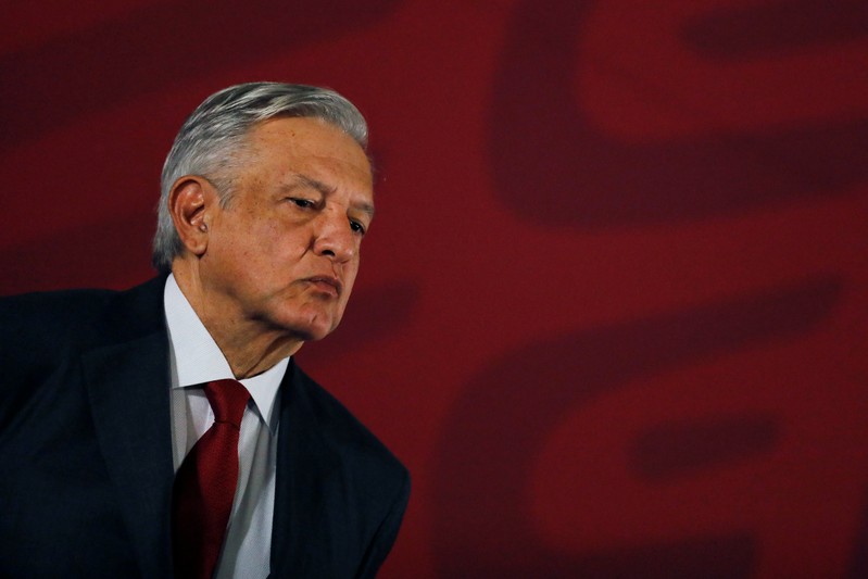 FILE PHOTO: Mexican president Andres Manuel Lopez Obrador looks on during a news conference at National Palace in Mexico City
