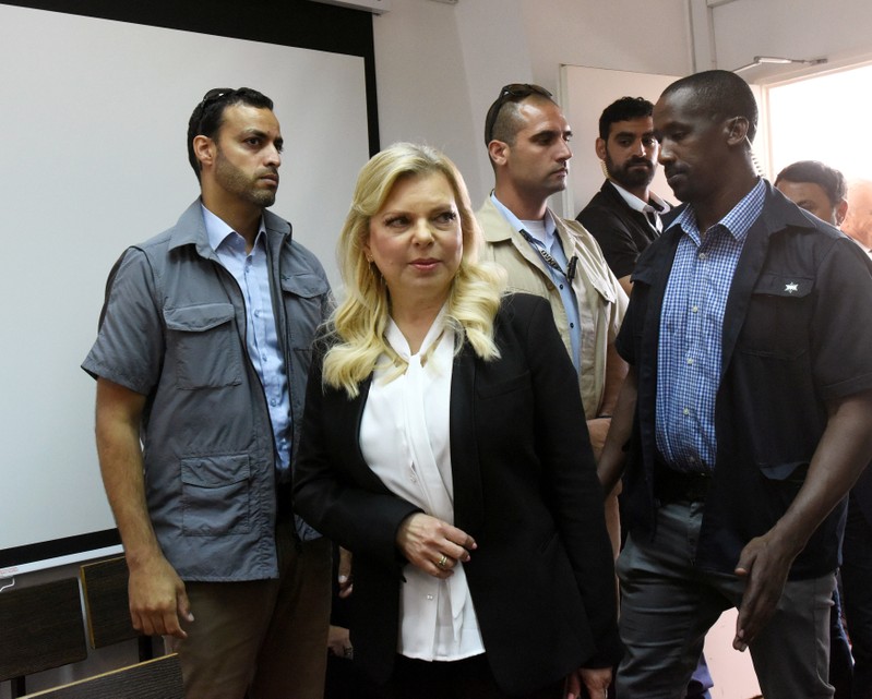 Israeli Prime Minister Benjamin Netanyahu's wife, Sara, arrives in to the Magistrate Court, for a hearing on a plea deal over the misuse of state funds for meals, in Jerusalem