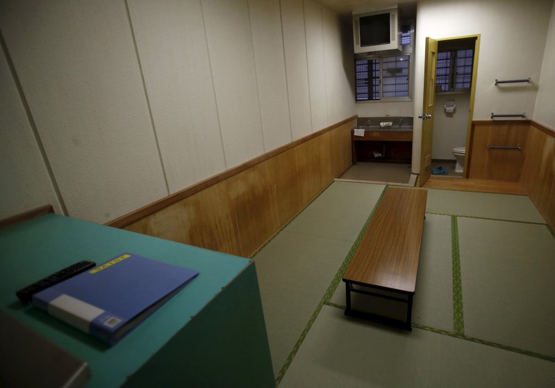 An inside view of a shared cell is seen at the East Japan Immigration Center in Ushiku