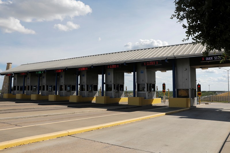 Border gates are seen at the World Trade Bridge border with Mexico, in Laredo, Texas