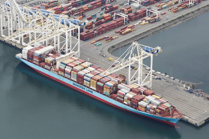 The ship Anna Maersk is docked at Roberts Bank port carrying 69 containers of mostly paper and plastic waste returned by the Philippines