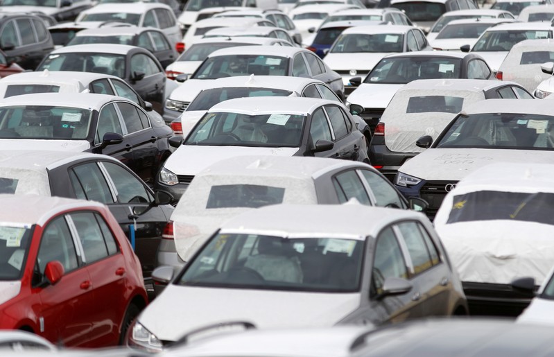 FILE PHOTO: Imported cars are parked in a storage area at Sheerness port, Sheerness