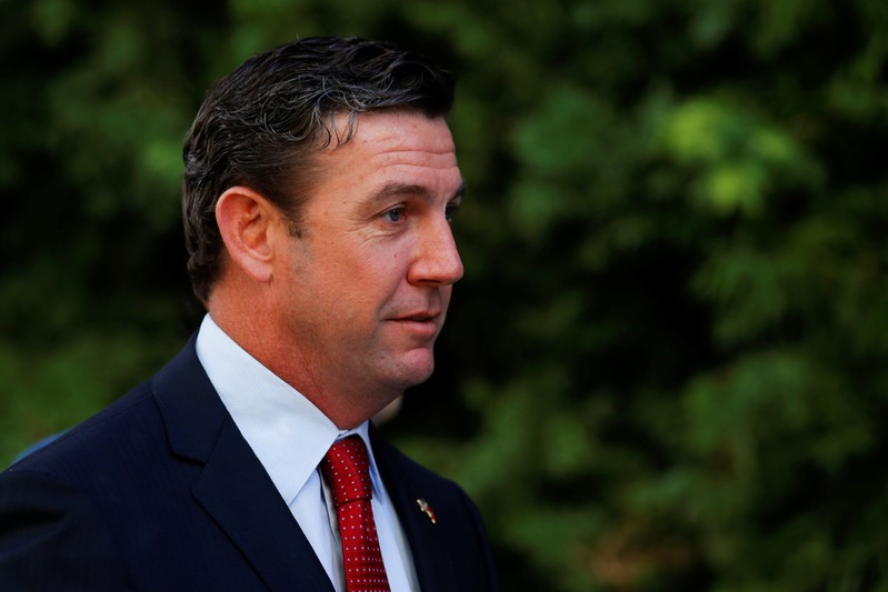 Re-elected U.S. congressman Duncan Hunter, arrives for an appearance at federal court in San Diego, California