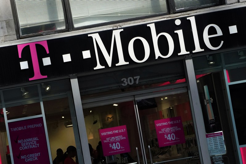 FILE PHOTO: A T-Mobile store is pictured in the Manhattan borough of New York