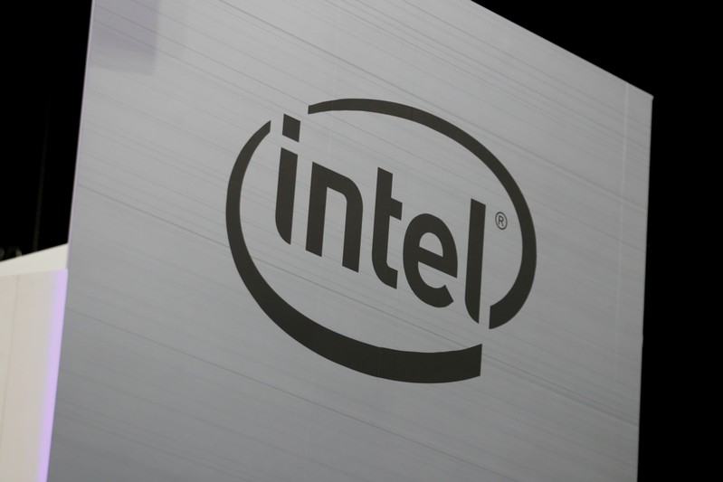 FILE PHOTO: The Intel logo is shown at E3, the world's largest video game industry convention in Los Angeles
