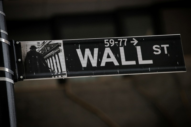FILE PHOTO: A Wall St. street sign is seen near the New York Stock Exchange (NYSE) in New York
