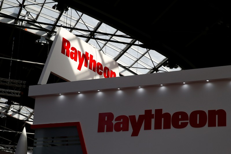 FILE PHOTO: Logo of the U.S. defense company Raytheon is pictured at an international military fair in Kielce