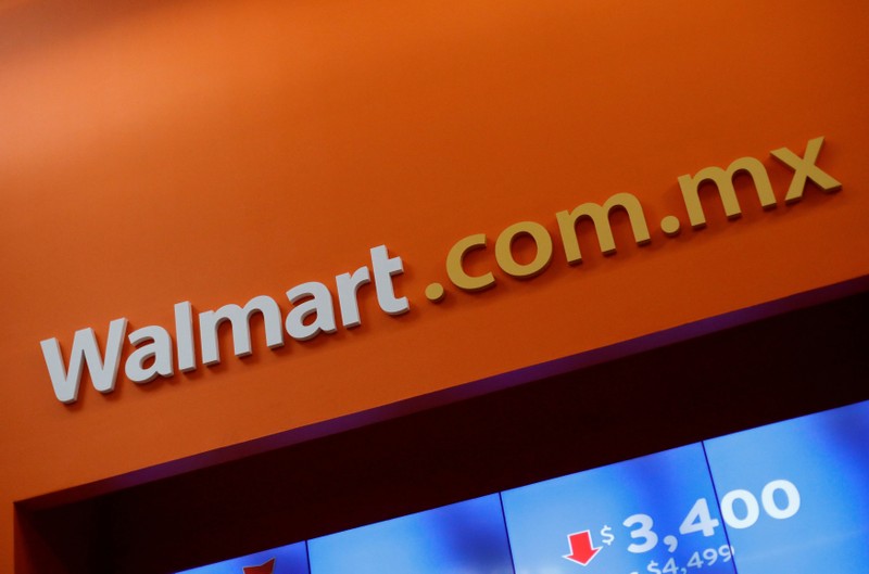 FILE PHOTO: A Walmart sign is pictured inside a Walmart store in Mexico City