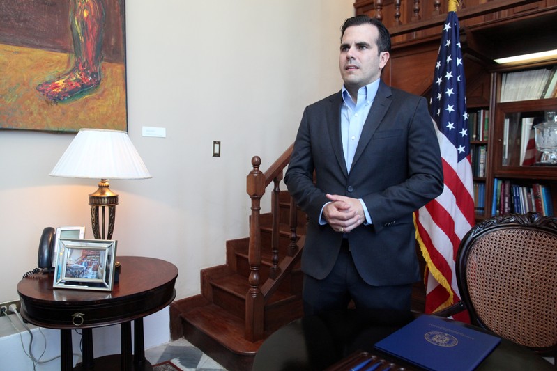 FILE PHOTO: Puerto Rico Governor Rossello speaks in the library of the governor's mansion, in San Juan