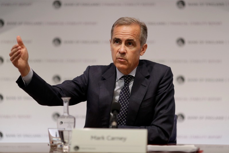 Mark Carney the Governor of the Bank of England attends a Financial Stability Report news conference at the Bank of England in the City of London