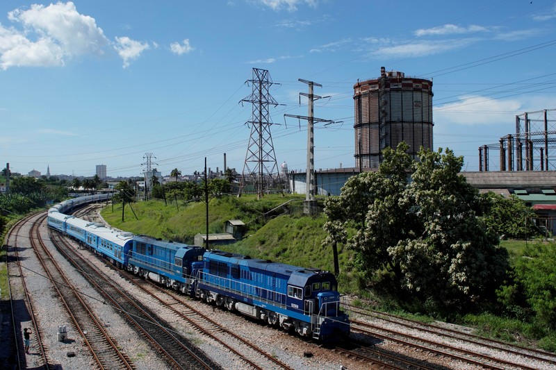 Cuba's Chinese-made first new train passenger cars move after departing from La Coubre train station in Havana