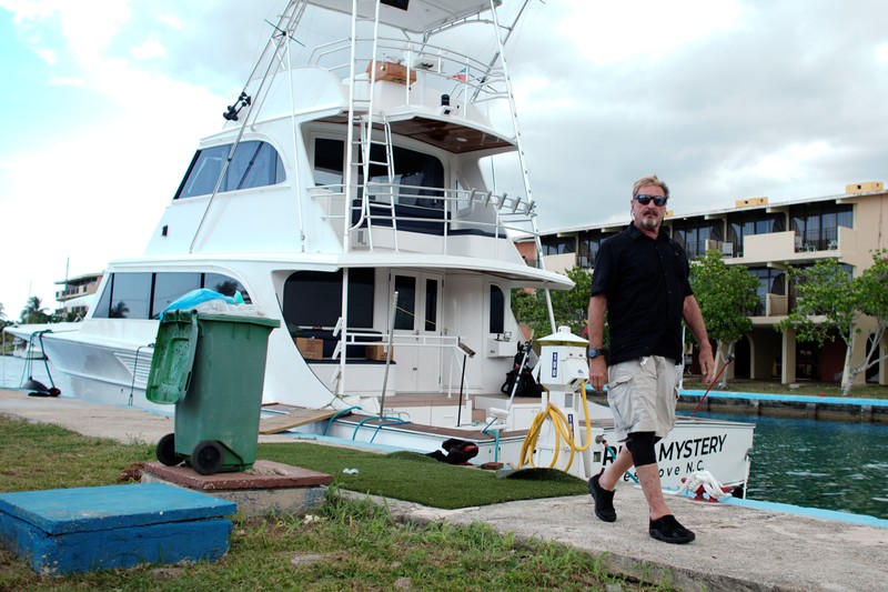 John McAfee leaves his yacht at the Marina Hemingway in Havana