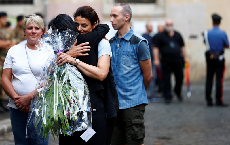 Italians pay tribute to a Carabinieri military police officer killed in central Rome