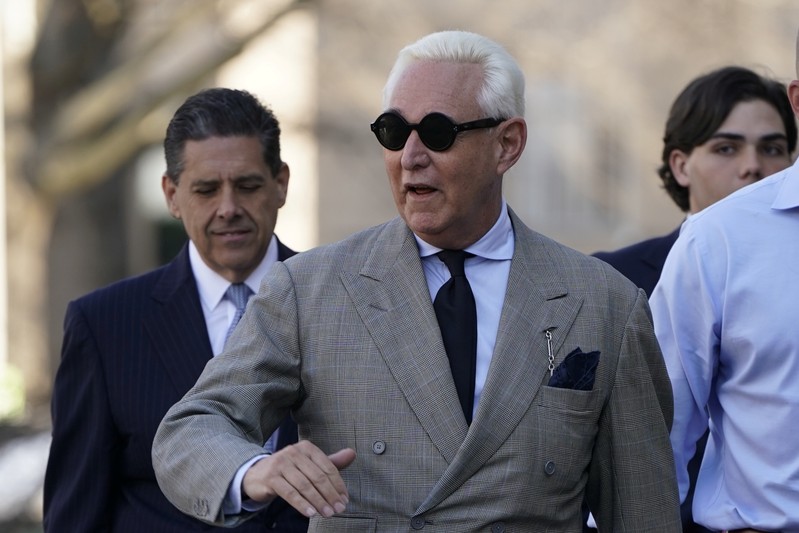 Roger Stone arrives for status hearing at U.S. District Court in Washington
