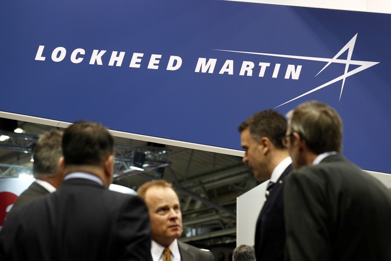The logo of Lockheed Martin is seen at Euronaval, the world naval defence exhibition in Le Bourget near Paris