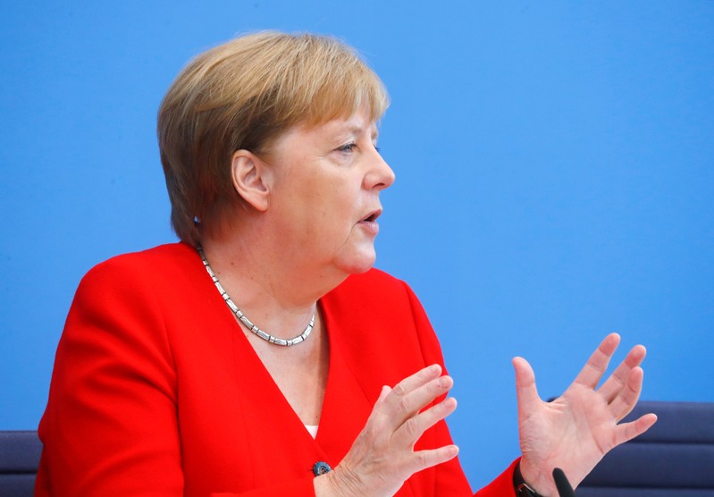 German Chancellor Angela Merkel holds the annual summer news conference in Berlin