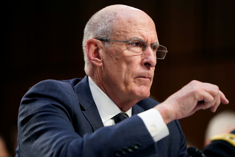 Director of National Intelligence Dan Coats testifies to the Senate Intelligence Committee hearing about 