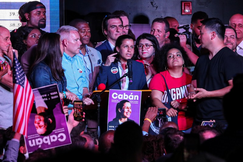 Queens District Attorney (D.A.) candidate Tiffany Caban attends the Queens District Attorney election night in the Queens borough of New York City