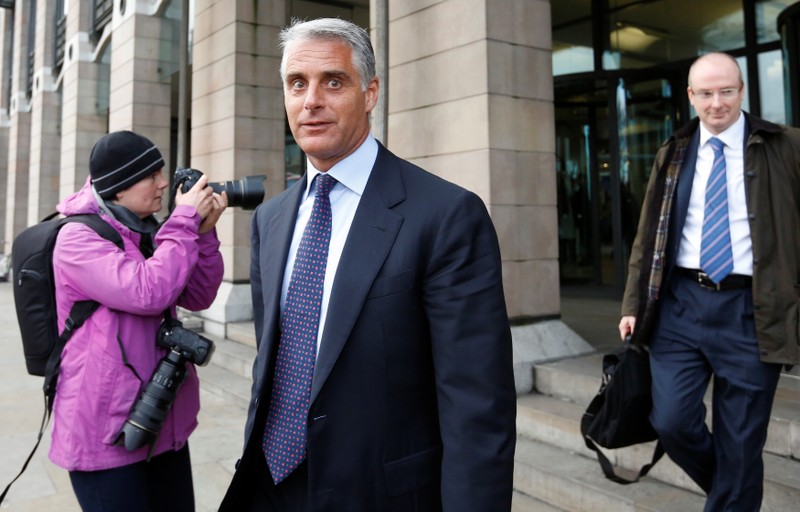 FILE PHOTO: Then UBS CEO Andrea Orcel leaves a UK parliamentary inquiry into Libor interest rates in London