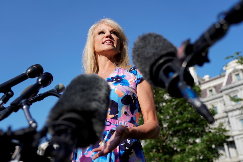 FILE PHOTO: White House adviser Kellyanne Conway speaks at the White House in Washington