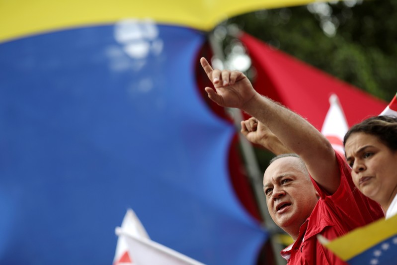 FILE PHOTO: Venezuela's National Constituent Assembly President Diosdado Cabello takes part in a rally in support of President Nicolas Maduro's government and the Sao Paulo forum in Caracas