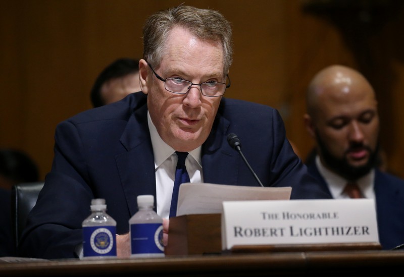 U.S. Trade Representative Lighthizer testifies before a Senate Finance Committee hearing in Washington