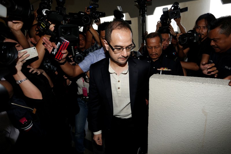 Riza Aziz, stepson of former Malaysia's Prime Minister Najib Razak, arrives at a court in Kuala Lumpur