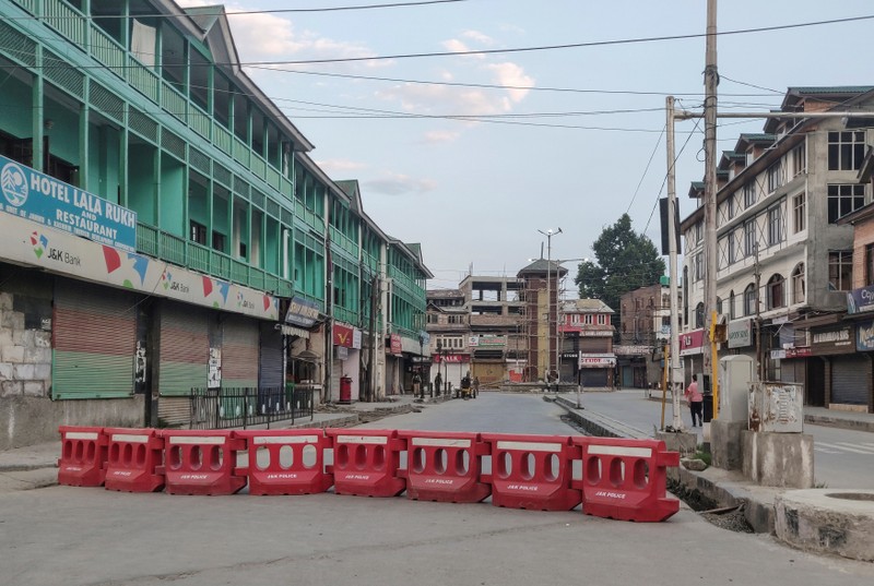 View of a deserted road during restrictions in Srinagar