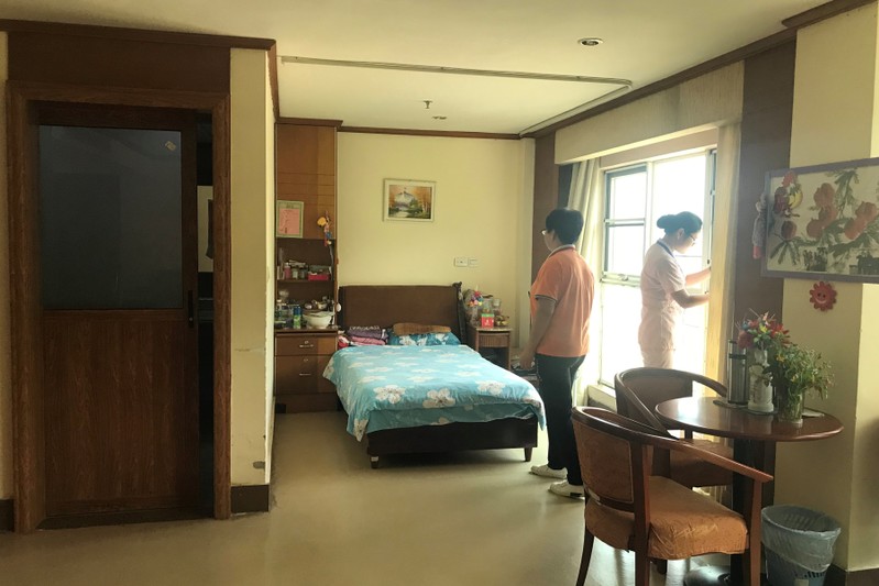 Bedroom in Yee Hong Heights, a senior care home managed by a Hong Kong charitable organization, in Shenzhen