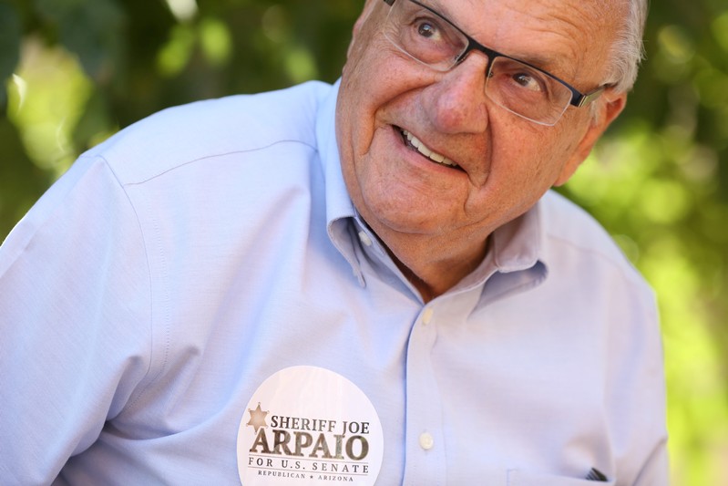 FILE PHOTO - Former Sheriff Joe Arpaio campaigns in Wickenburg