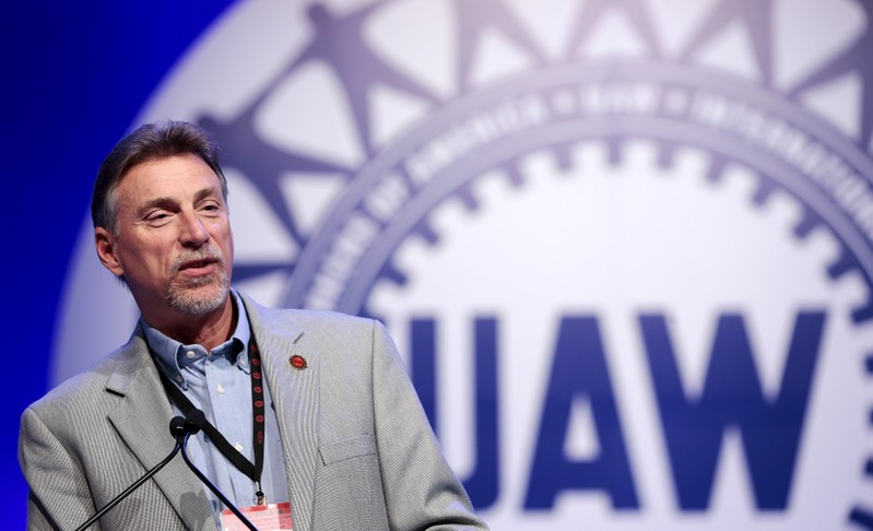 UAW Vice President Norwood Jewell addresses their Special Bargaining Convention held at COBO Hall in Detroit