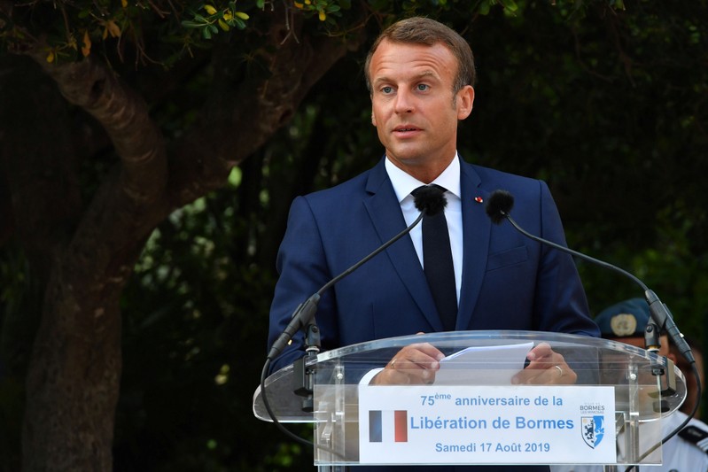 French President Macron attends ceremony for 75th anniversary of liberation of Bormes-les-Mimosas