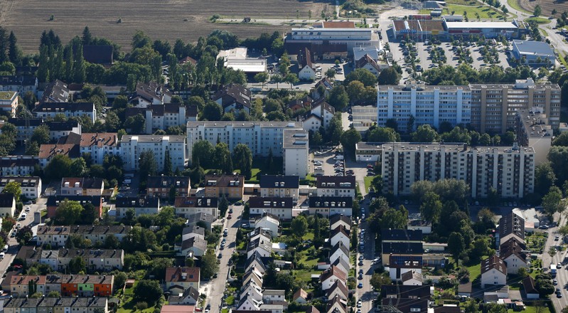 General view at residential building of village Karlsfeld