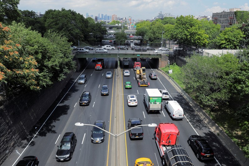 Traffic backs up on the Brooklyn Queens Expressway in New York