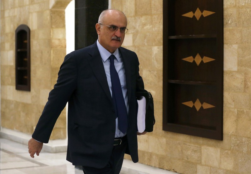 FILE PHOTO: Lebanon's Finance Minister Ali Hassan Khalil walks to attend the cabinet meeting in Baabda