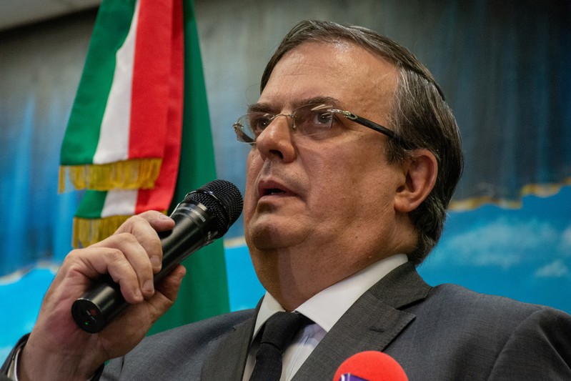 Mexico's Foreign Minister Marcelo Ebrard speaks at the Mexican consulate, two days after a mass shooting in El Paso