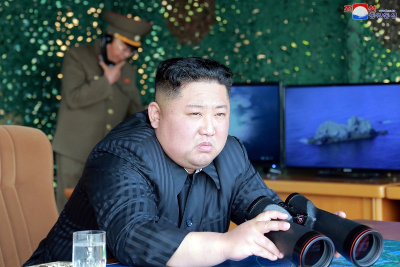 North Korea's leader Kim Jong Un supervises a 