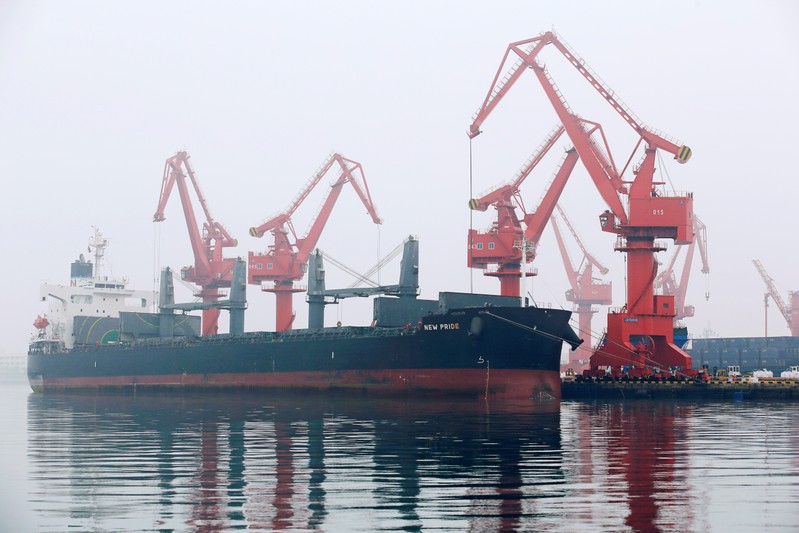 A crude oil tanker is seen at Qingdao Port Shandong province