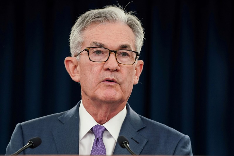 FILE PHOTO: Federal Reserve Chair Jerome Powell holds a news conference in Washington