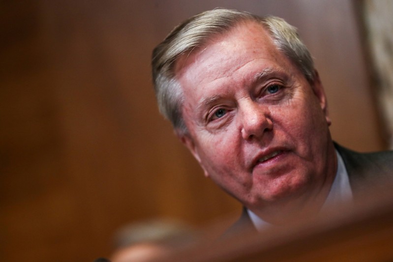 FILE PHOTO: Chairman of the Senate Judiciary Committee Lindsey Graham (R-SC) speaks before a Senate Appropriations Subcommittee hearing on the proposed budget estimates and justification for FY2020 for the State Department on Capitol Hill in Washington