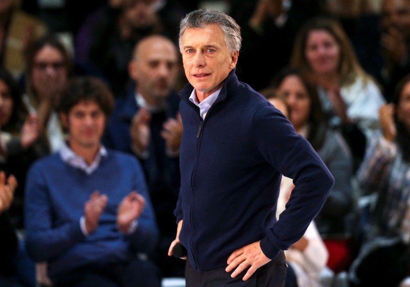 Argentine President Mauricio Macri attends a rally, in Buenos Aires
