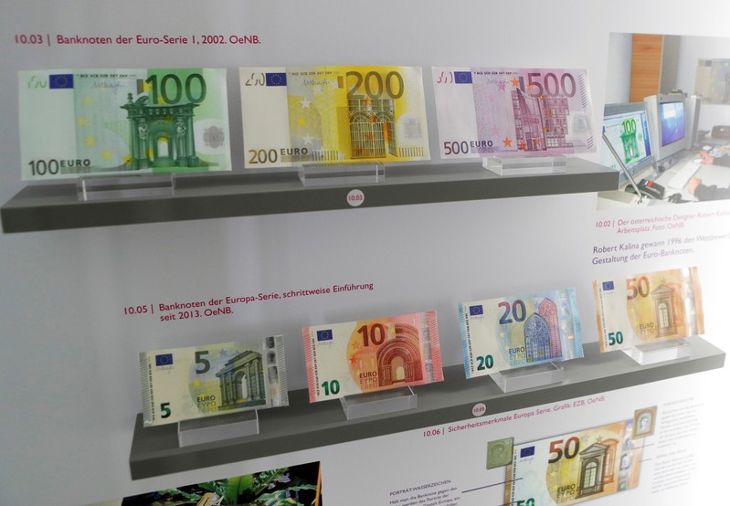 FILE PHOTO - Euro bank notes are exhibited at Austrian central bank's Money Museum in Vienna