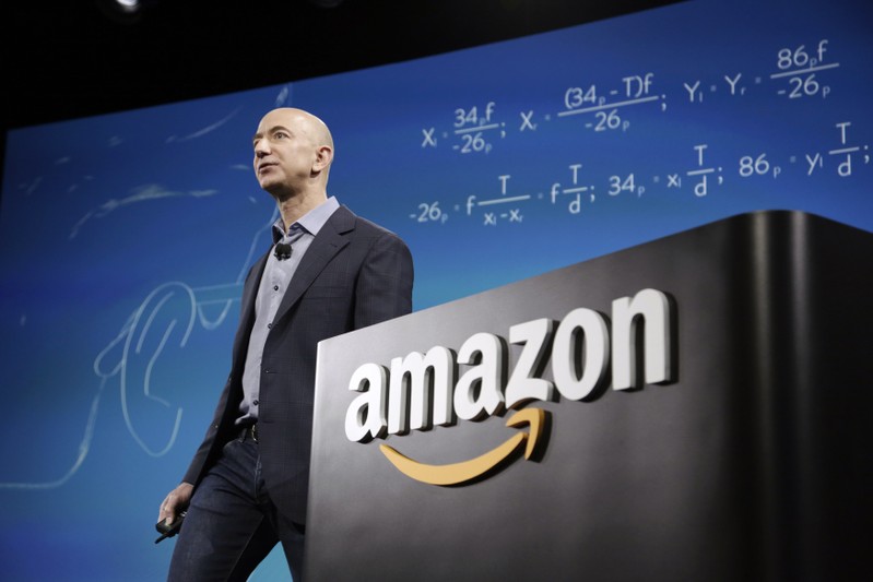 Amazon CEO Bezos discusses his company's new Fire smartphone in Seattle, Washington