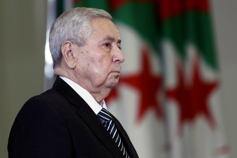FILE PHOTO - Algerian upper house chairman Abdelkader Bensalah is pictured after being appointed as interim president by Algeria's parliament in Algiers