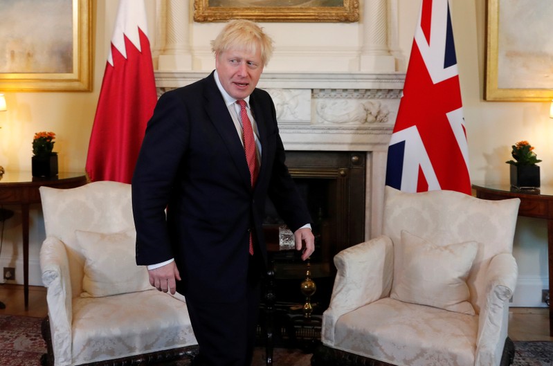 Britain's Prime Minister Boris Johnson meets with Qatar's Emir Sheikh Tamim bin Hamad Al Thani in London